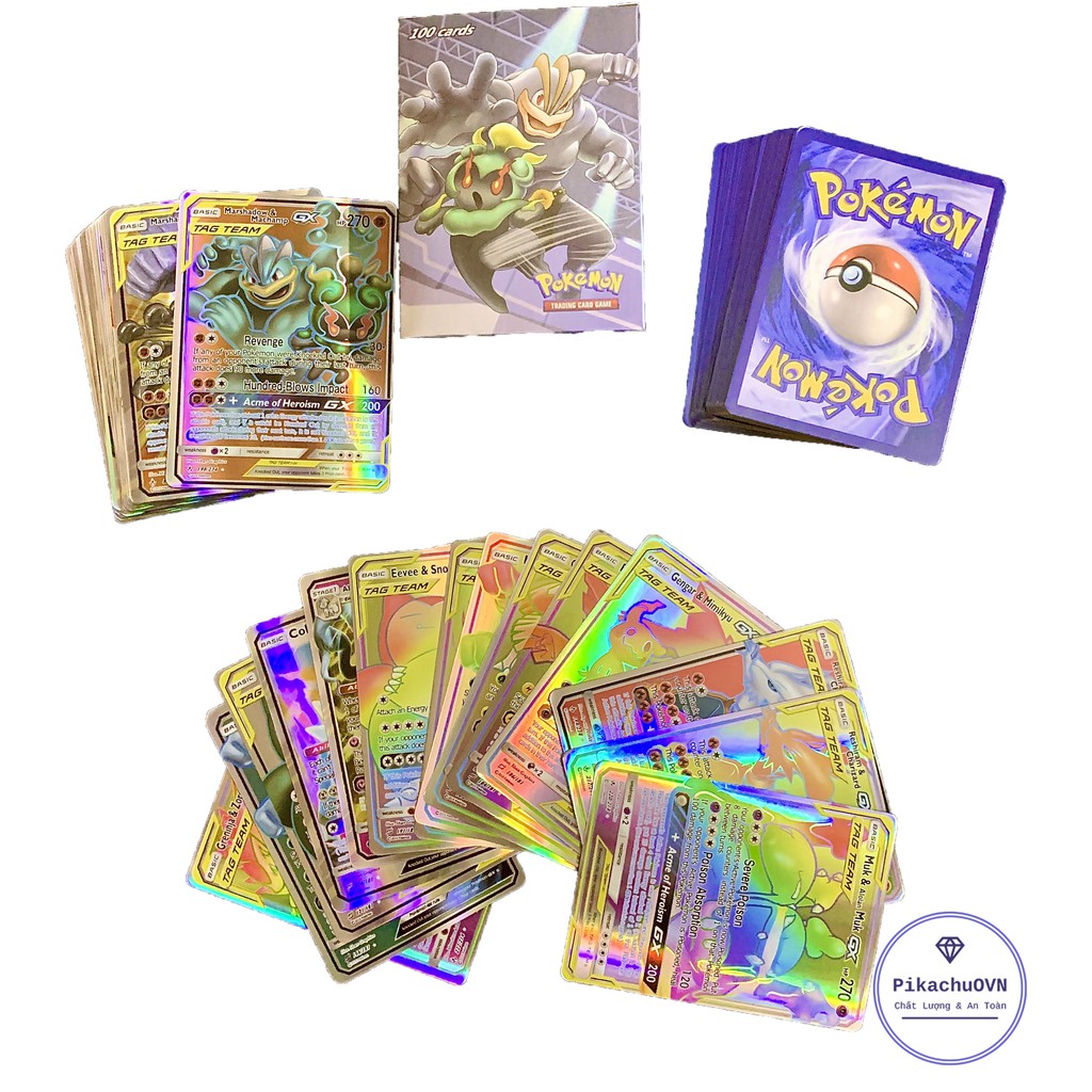 Bộ Thẻ Bài Chơi Pokemon 100 Thẻ Gx Chơi Đối Kháng New Đẹp