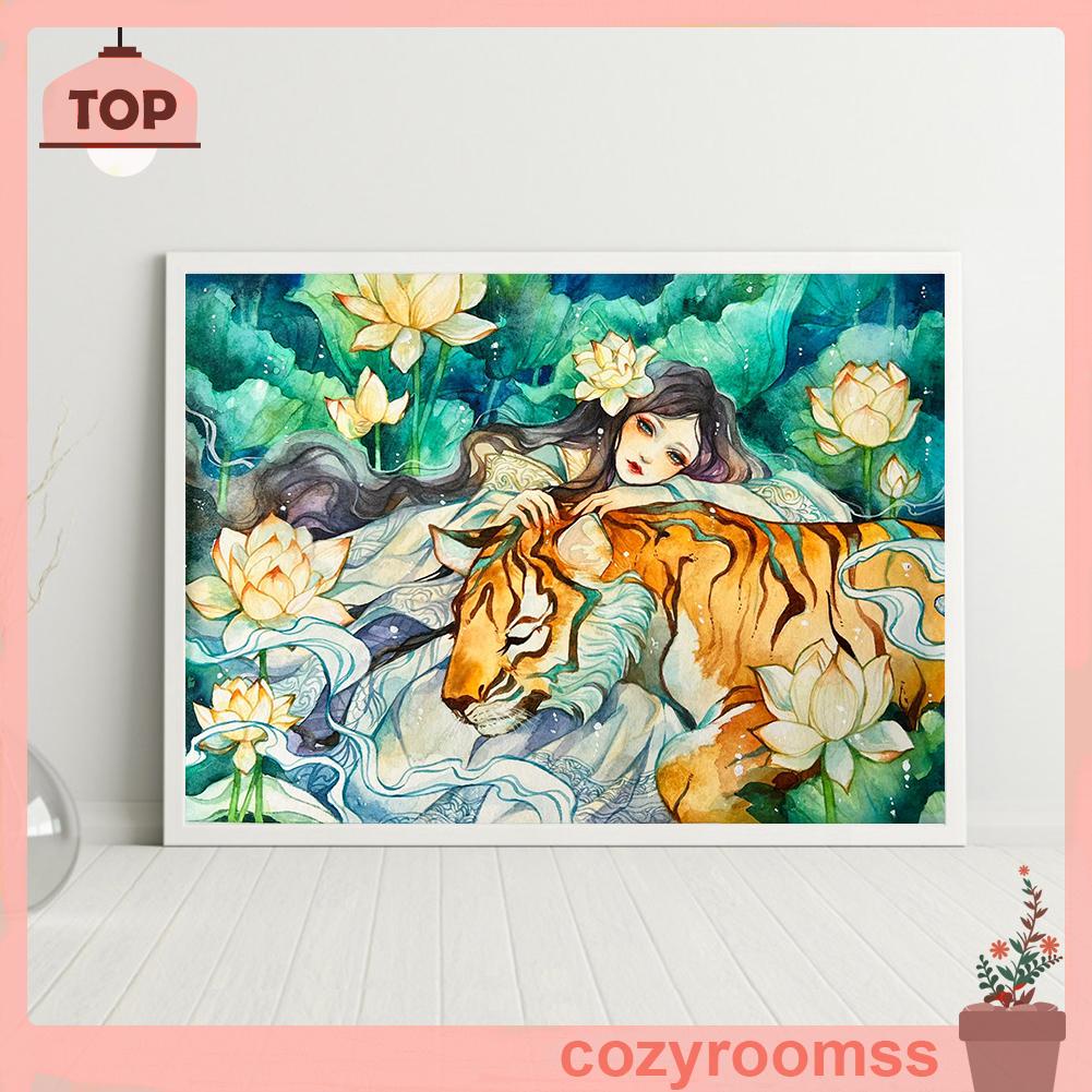 Toàn Bộ Tranh Thêu Chữ Thập DIY 11CT Hình Ao Hồ Và Cọp