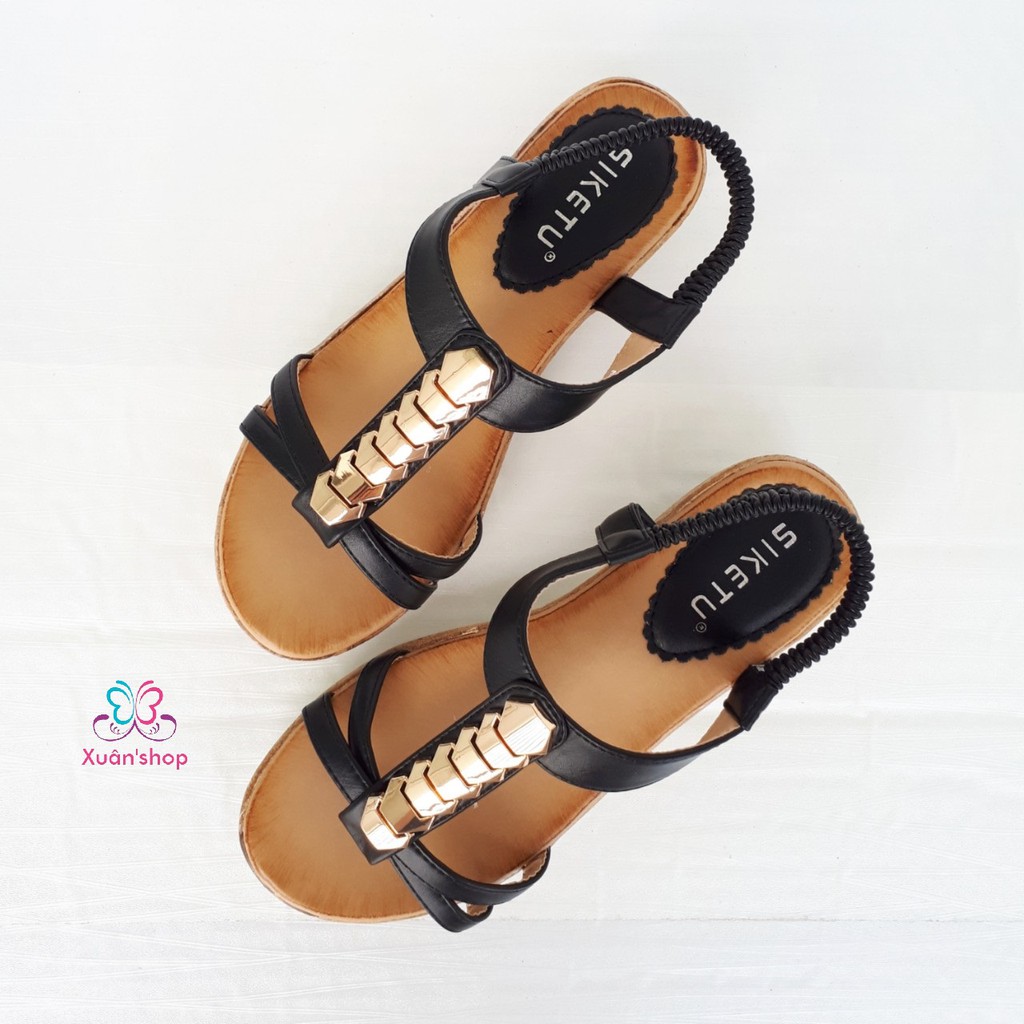 Sandal quai chéo Siketu da mềm, lót đế êm, cao 4.5cm (size 36-42)