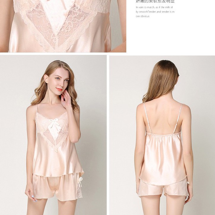 ĐỒ Bộ ngủ đùi sexy satin lụa cổ tim phối ren🔥FREESHIP 50K🔥BIGsize 40-65KG đồ ngủ mặc nhà đẹp giá rẻ | BigBuy360 - bigbuy360.vn