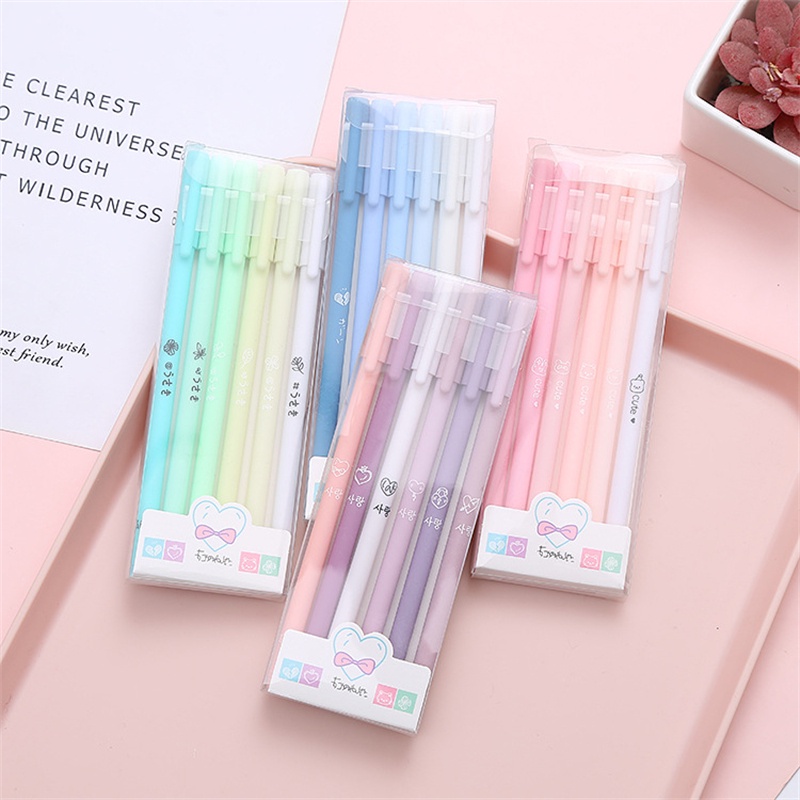 Set 6 Bút Bi Mực Đen 0.5mm Phong Cách Retro Thời Trang