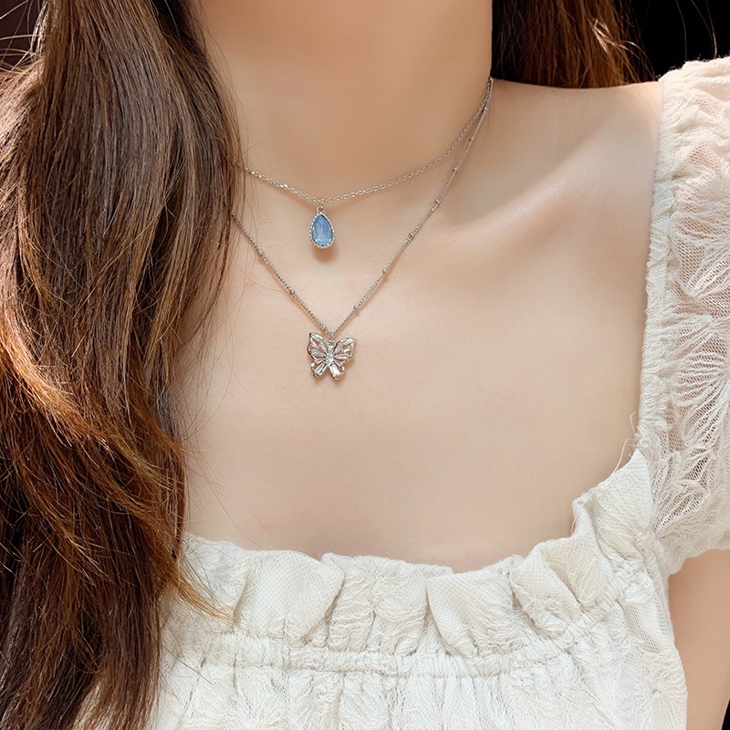 Set 2 Vòng cổ Mặt Bướm Đính Đá Thời Trang