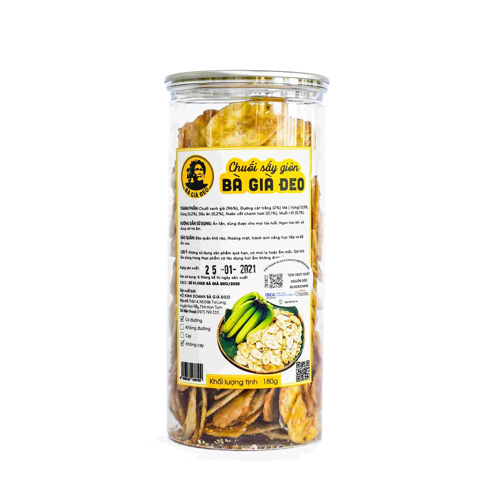 Chuối sấy khô giòn bà già đeo 200gr đặc sản ocop kon tum | BigBuy360 - bigbuy360.vn