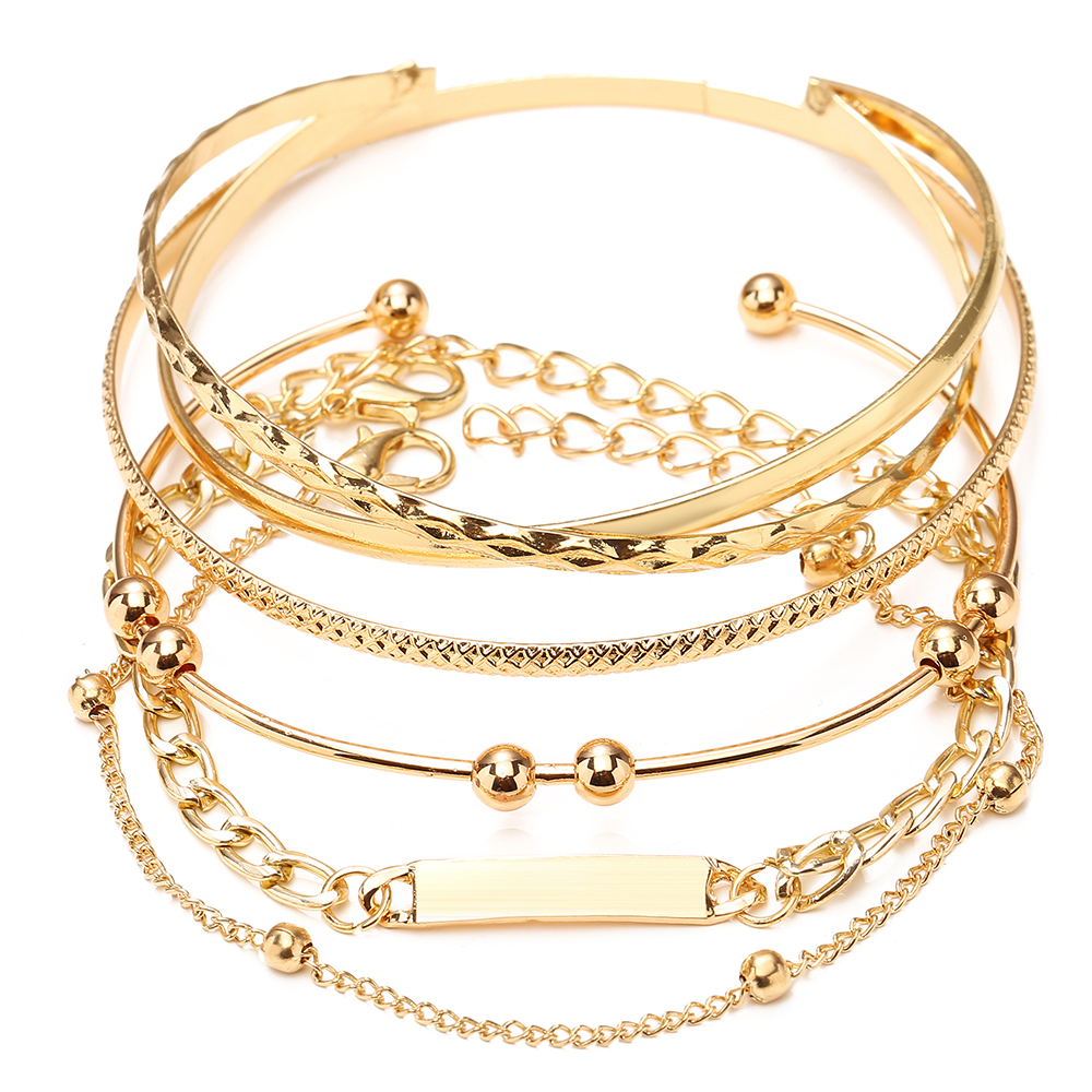 Set 5 vòng tay mạ vàng nhiều lớp phong cách bohemian thời trang cho nữ | BigBuy360 - bigbuy360.vn