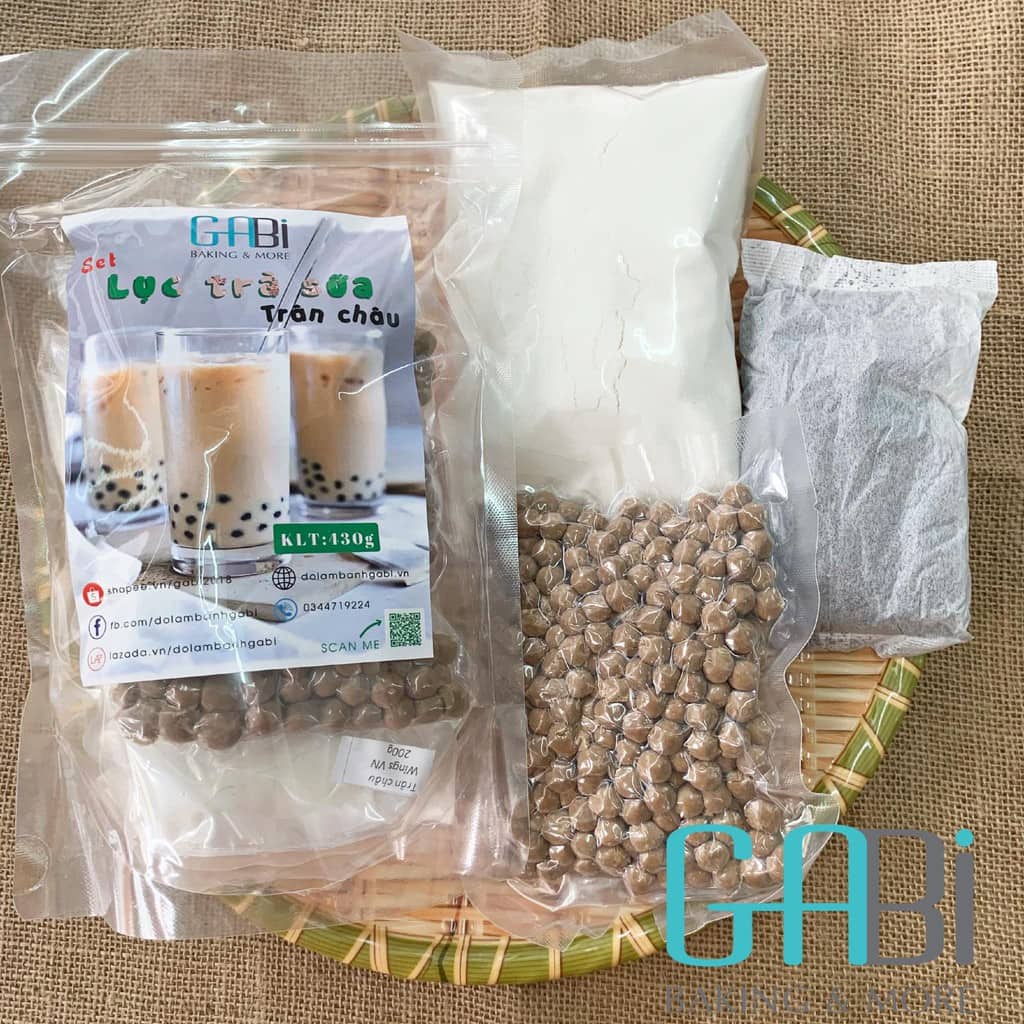 Set nguyên liệu trà sữa trân châu hồng trà/trà lài