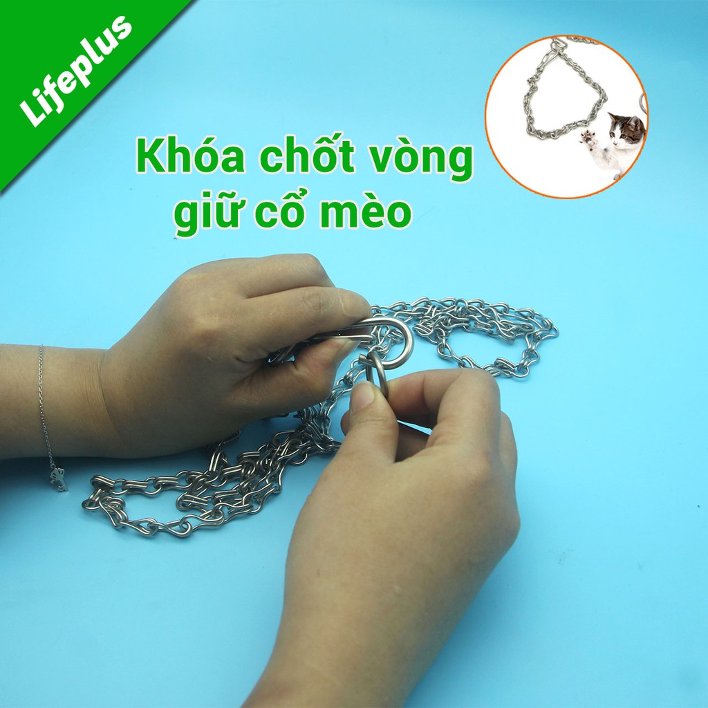 Xích giữ mèo Inox 1m50 nhỏ nhẹ 100g, chống xoắn, có thể tháo thành xích ngắn