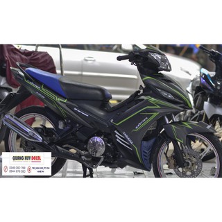 Tem trùm exciter 135 đen chỉ xanh, độ team decal xe ex dán đời 2011-2014