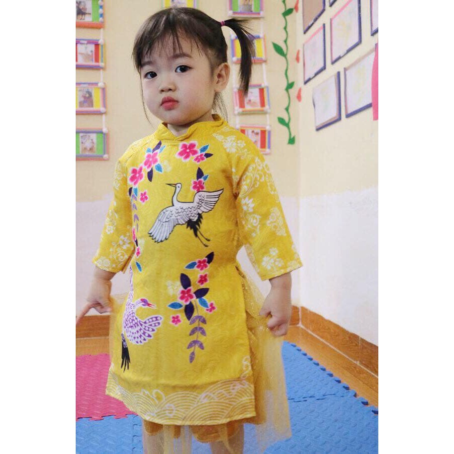 Set Áo Dài Anh Em Cho Bé Trai Bé Gái Mặc Đôi _ Màu Đỏ