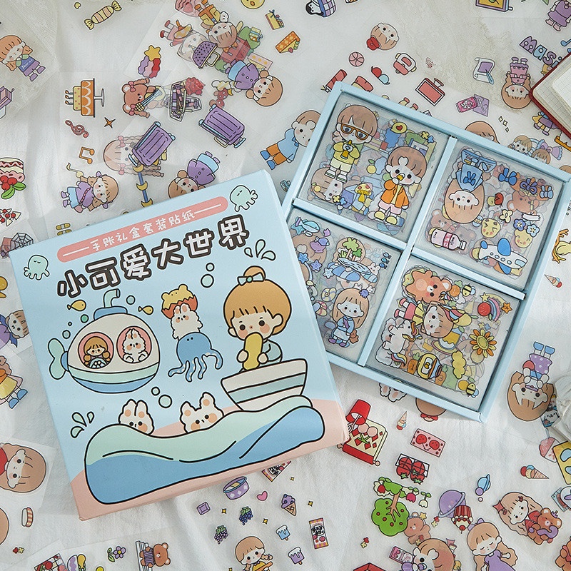 Stiker mini hình thú dán trang trí sổ siêu cute, dễ thương