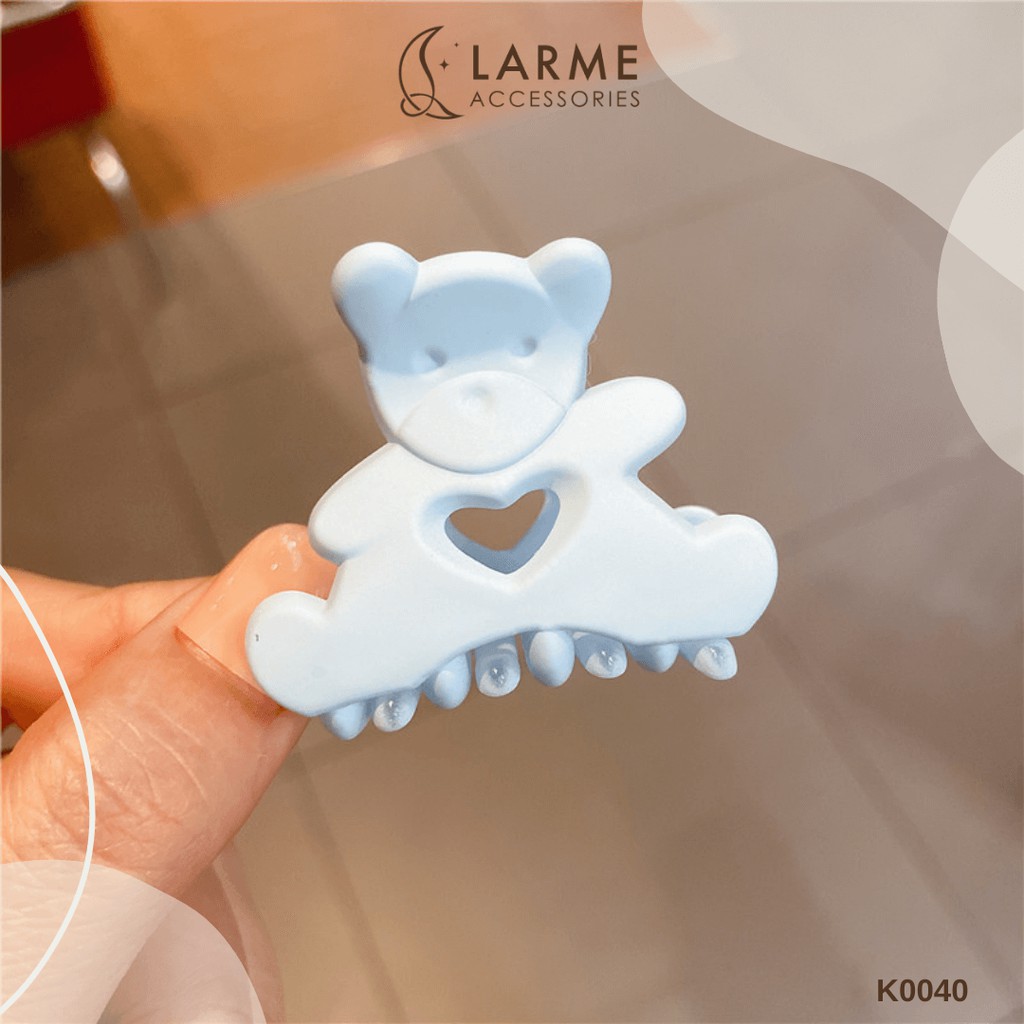 Kẹp càng cua, kẹp tóc mai hình gấu nữ Hàn Quốc màu sắc Larme Accessories - K0040