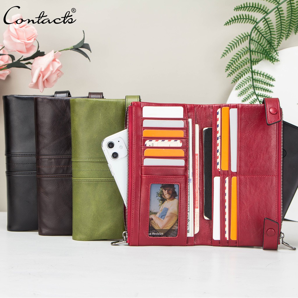 Ví dài CONTACT’S C2185 bằng da bò thời trang cao cấp dành cho nữ
