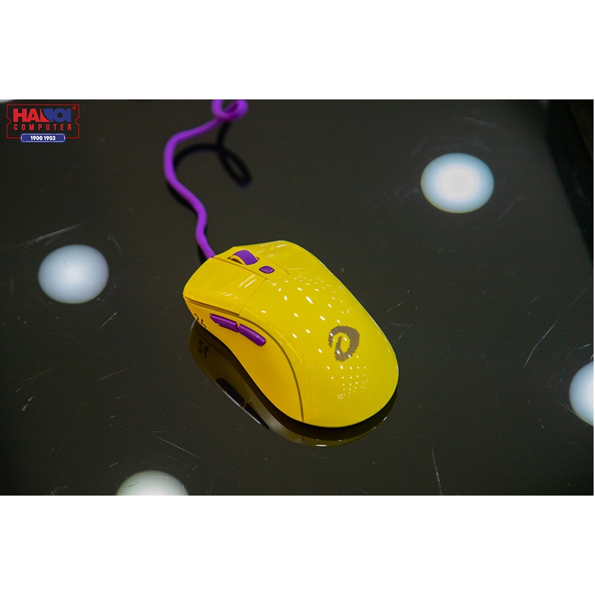 Chuột chơi game Dareu A960 Yellow trọng lượng siêu nhẹ, dây bọc dù chống đứt siêu mềm