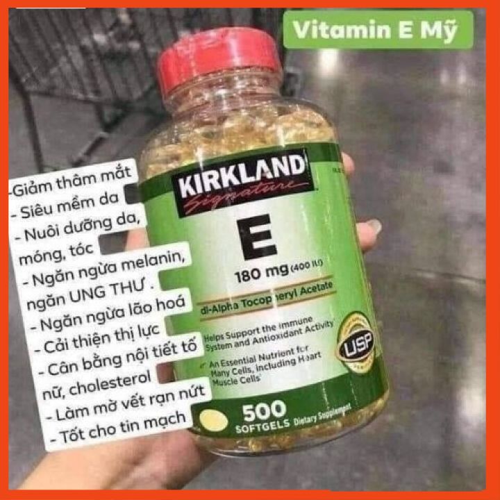 Vitamin E Kirkland 500v Mỹ [NSX 2021 HSD 2025] 400 IU đẹp da, chống lão hoá, giữ mãi tuổi xuân