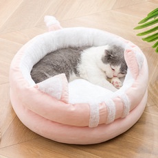 Ổ nệm tròn 2 tầng chó mèo, nhà tầng chó mèo nhiều màu