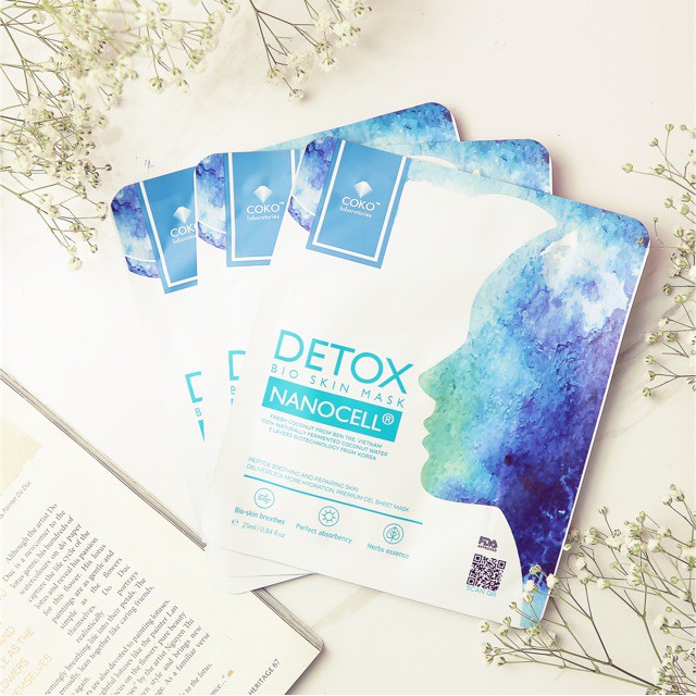 Combo 7 Mặt Nạ Da Sinh Học Tế Bào Gốc COKO Detox Bio Skin Nanocell Mask Lên Men Từ 100% Nước Dừa Tươi