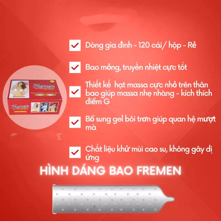 Bao cao su gia đình Freemen có gai nổi công nghệ Nhật Bản - Hộp 10 cái