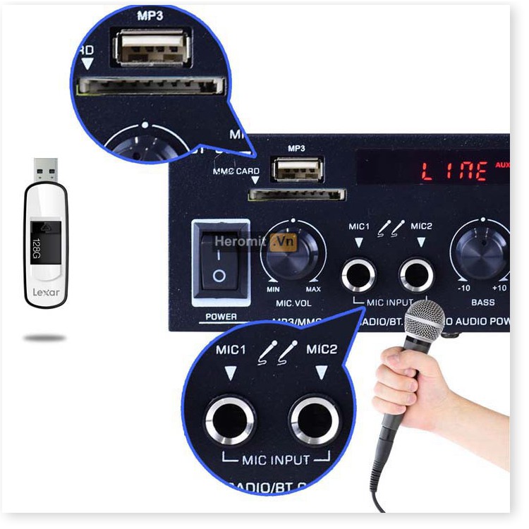 Âm Ly Bluetooth Karaoke Mini Amly 12V 220V Đánh Chim Đêm 🚀GIAO HÀNG HỎA TỐC NOWSHIP, GRAB 🚀