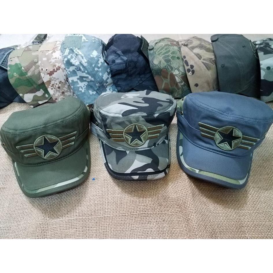 Nón kết mũ lưỡi trai đầu vuông hình ngôi sao rằn ri camouflage hoạt tiết rằn ri phong cách quân đội Mỹ  ྇