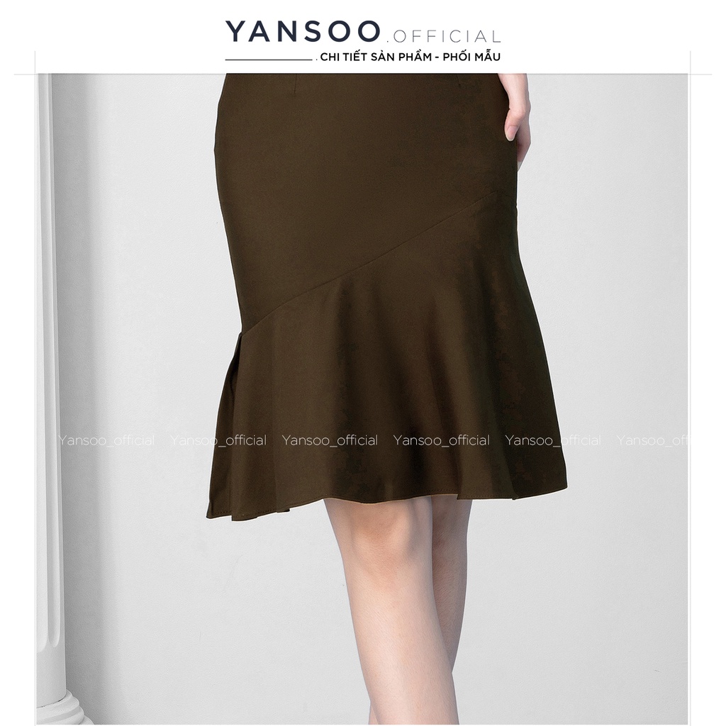 Chân váy nữ Yansoo đuôi cá cạp cao dáng dài có lớp lót form công sở cao cấp mặc tôn dáng NÂU TÂY- V18