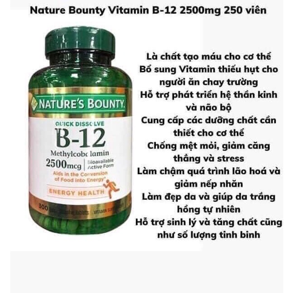 Viên Bổ Sung Vitamin B12 Nature Made 1000mcg - 400 viên
