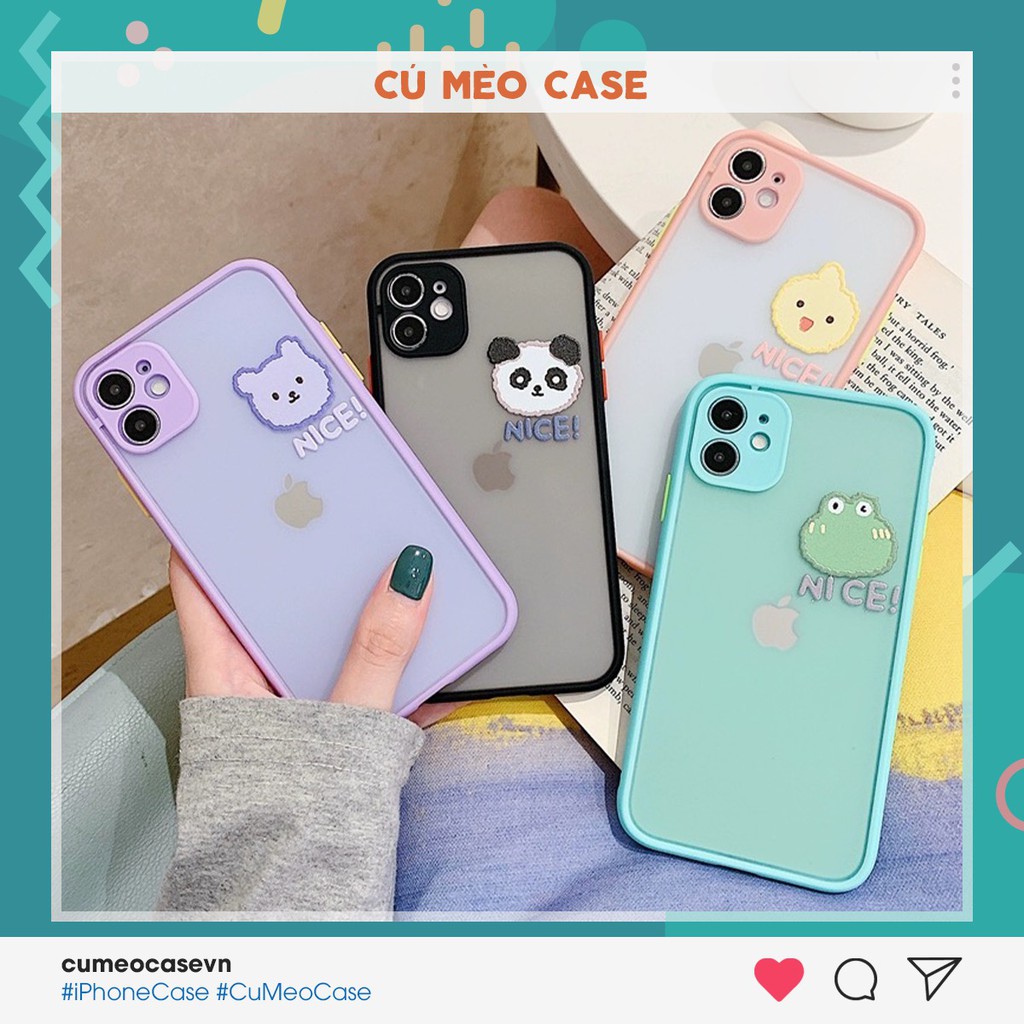 Ốp iPhone bảo vệ camera động vật 4 màu iPhone 7 8 7 Plus 8 Plus X Xs Xr XsMax iPhone 11 11 Pro 11 Promax Cú Mèo Case