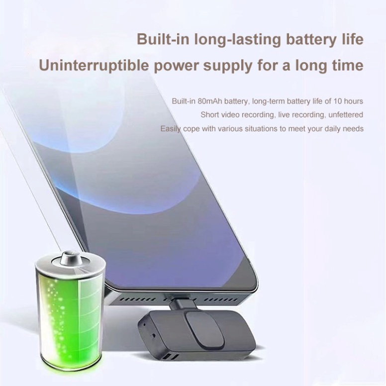 Micro Không Dây Bluetooth Kẹp Ve Áo Với Cổng Type-C / Lightning Cho Youtube / Phát Sóng Trực Tiếp / Điện Thoại Android