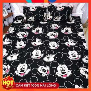 Bộ ga gối poly 1m6/1m8💝1 drap nệm + 2 áo gối nằm mẫu mickey