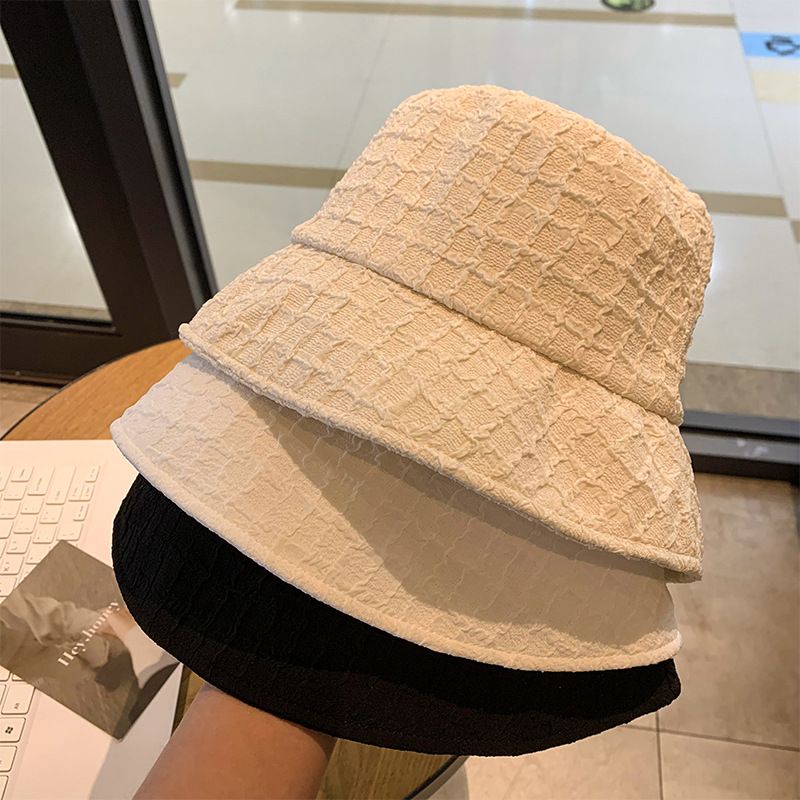 Mũ Bucket Họa Tiết Gân Nổi Ô Vuông Mới