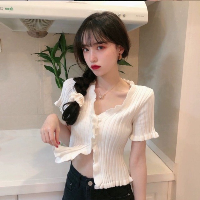 Áo len cộc tay viền bèo 💜[ HÌNH THẬT ]