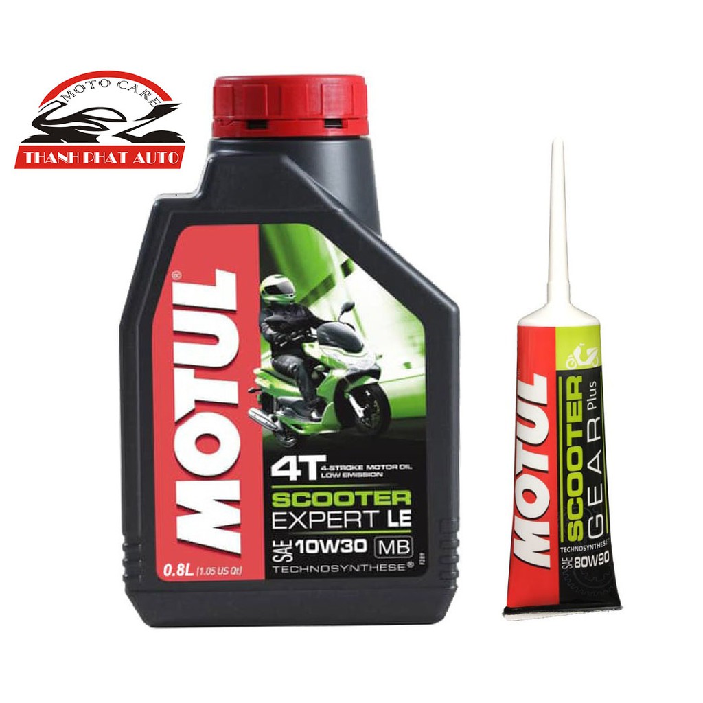 Combo nhớt máy và nhớt hộp số xe tay ga Motul Expert 800ml và Motul Gear 120ml