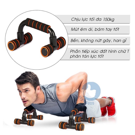 Dụng cụ chống đẩy hít đất tập gym tại nhà nhựa PVC cao cấp, thép không dỉ sơn tính điện