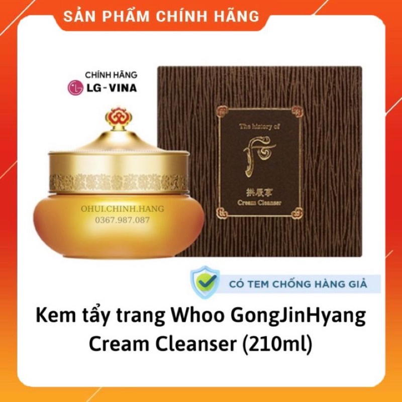 Kem tẩy trang Whoo GongJinHyang Cream Cleanser (210ml)_làm sạch sâu lớp trang điểm đậm