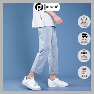 Quần Jean Baggy màu xanh nhạt dáng suông ống rộng RIGOR , quần baggy nam nữ unisex basic.