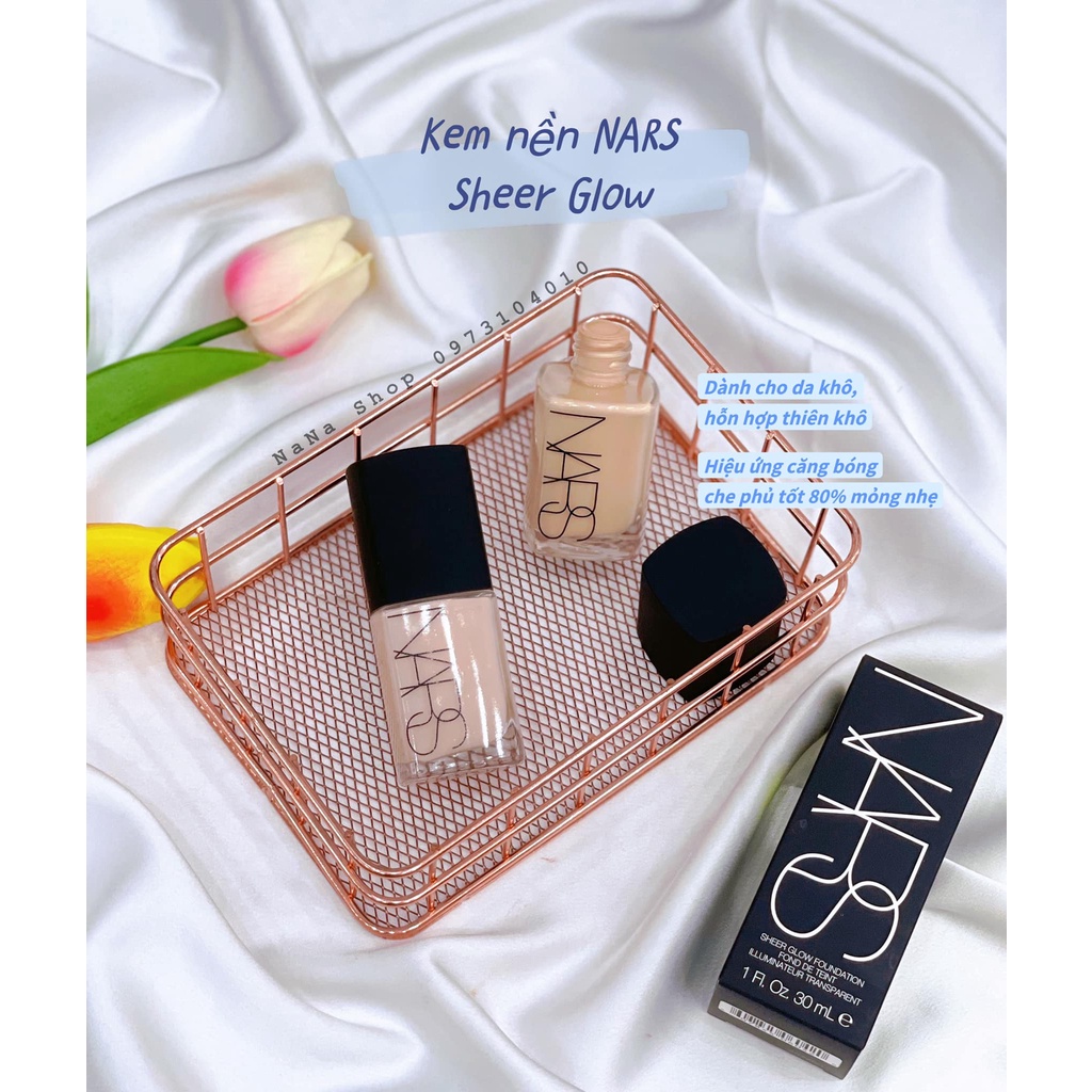 NARS- KEM NỀN NARS SHEER GLOW FOUDATION, Hàng chính hãng, đủ bill