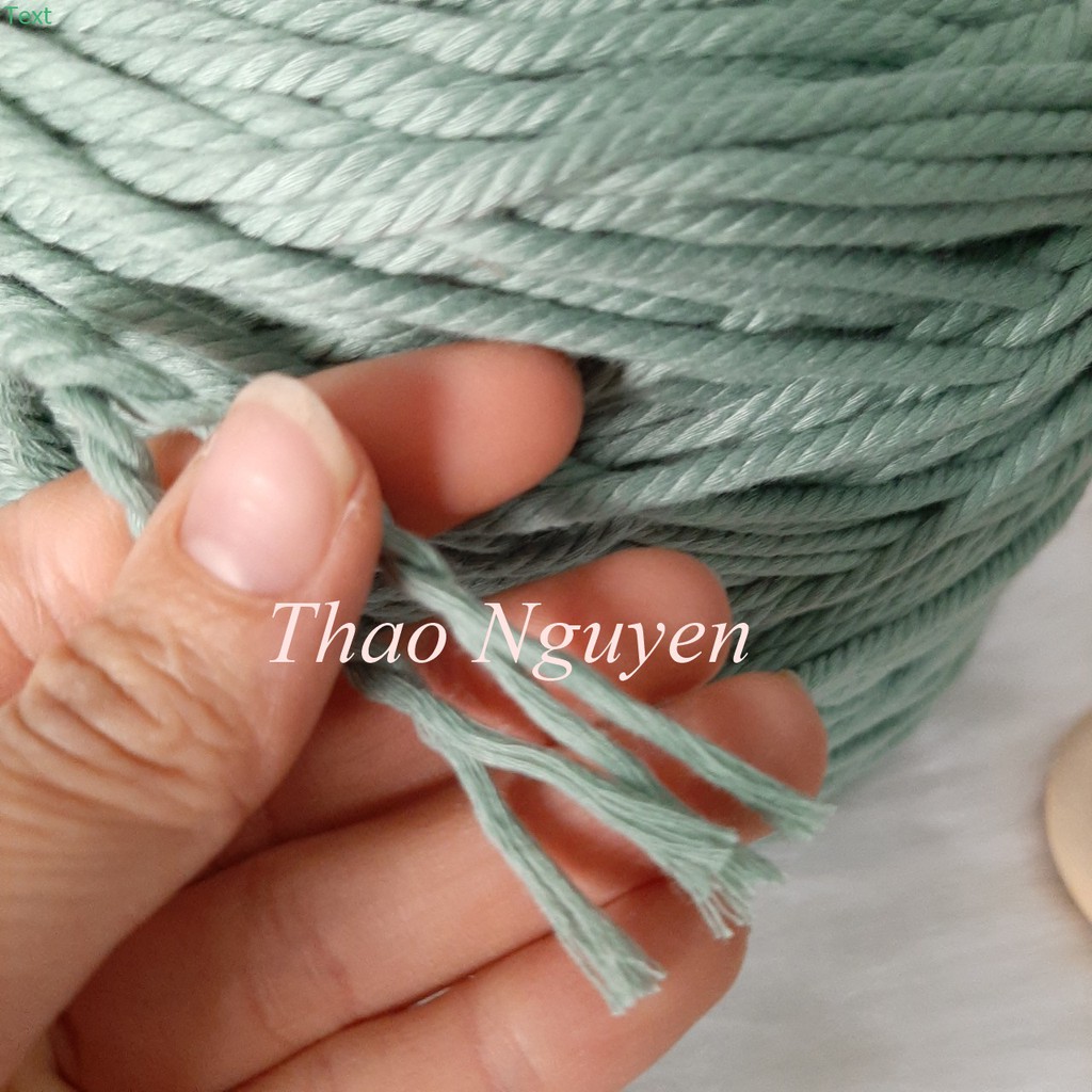 Dây thừng đan macrame , dây cotton- MÀU XANH MIN 3mm và 5mm