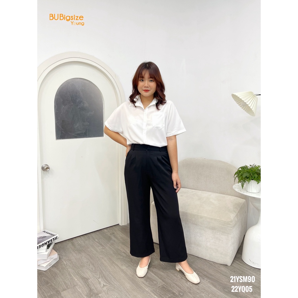 Quần dài thiết kế ống rộng 2 ly BIGSIZE (55kg đến 95kg) - 22YQ05 - [BU Bigsize Young]