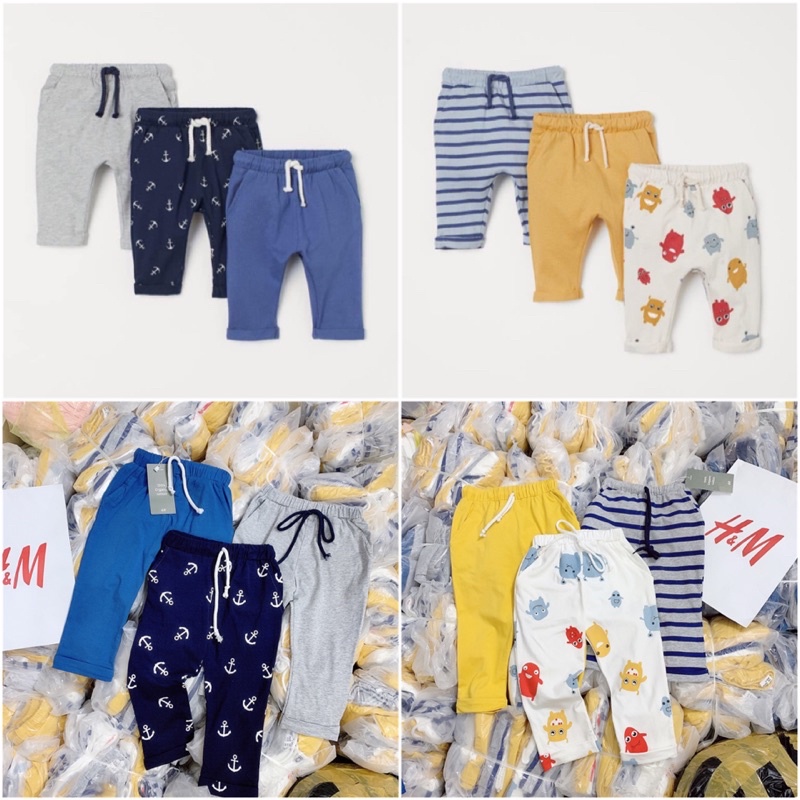 Set 3 quần dài cotton bé trai HM 10-22kg