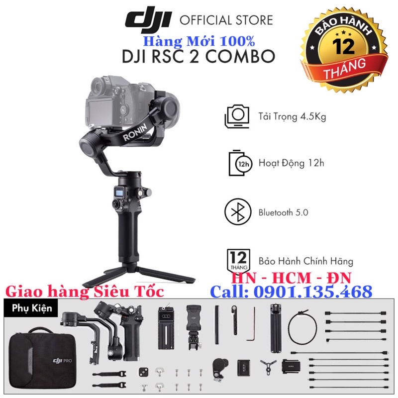 Tay cầm gimbal DJI Ronin RSC 2 chống rung máy ảnh - Cam Kết Chính Hãng