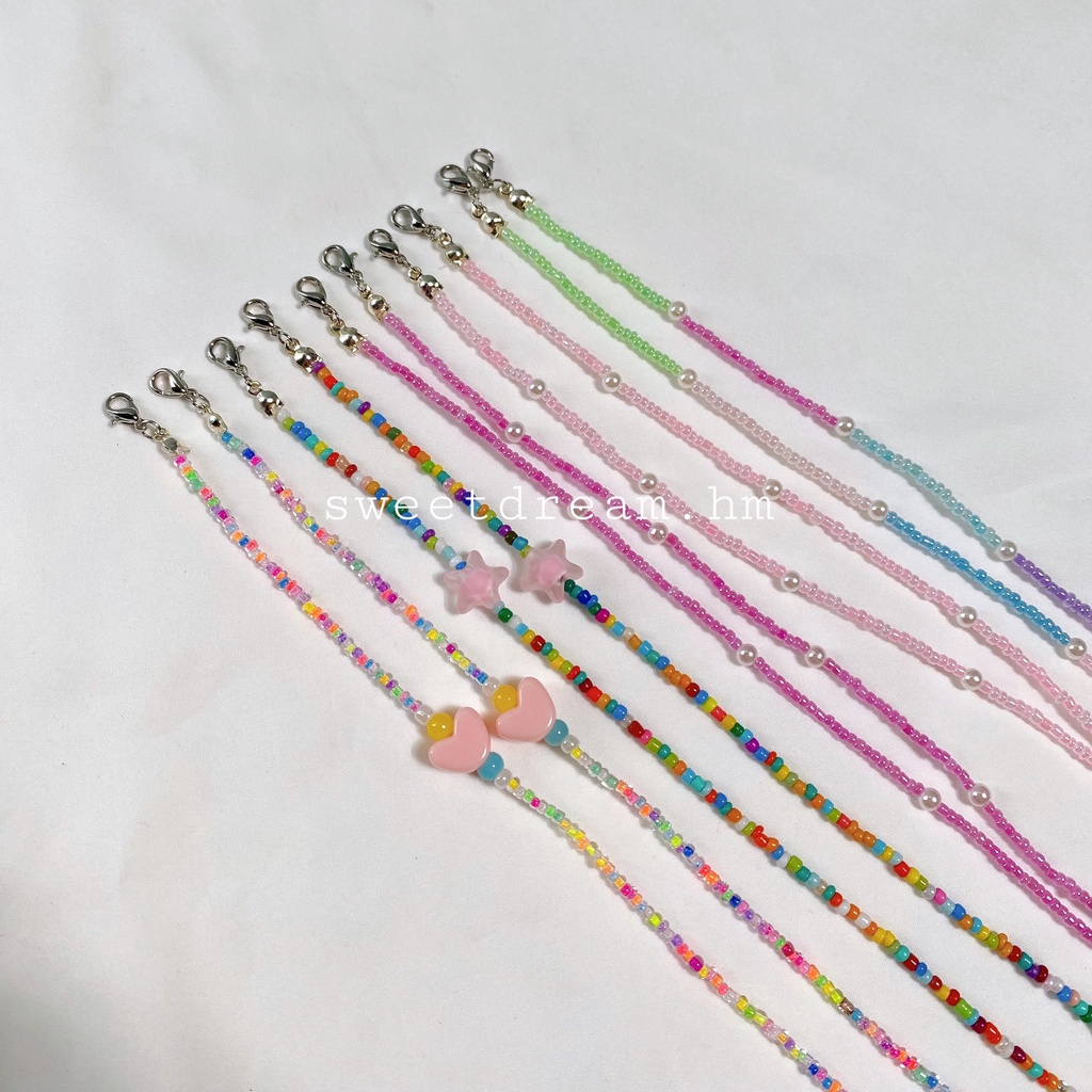 Dây Đeo Khẩu Trang, Đeo Kính Hạt Cườm Nhiều Màu, Dây Đeo Handmade Xinh Xắn