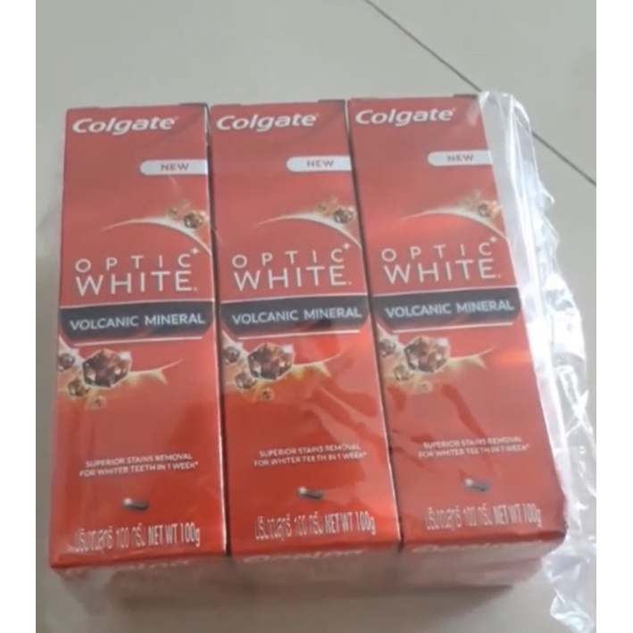 Kem đánh răng Colgate Optic White VOLCANIC MINERA từ khoáng núi lửa