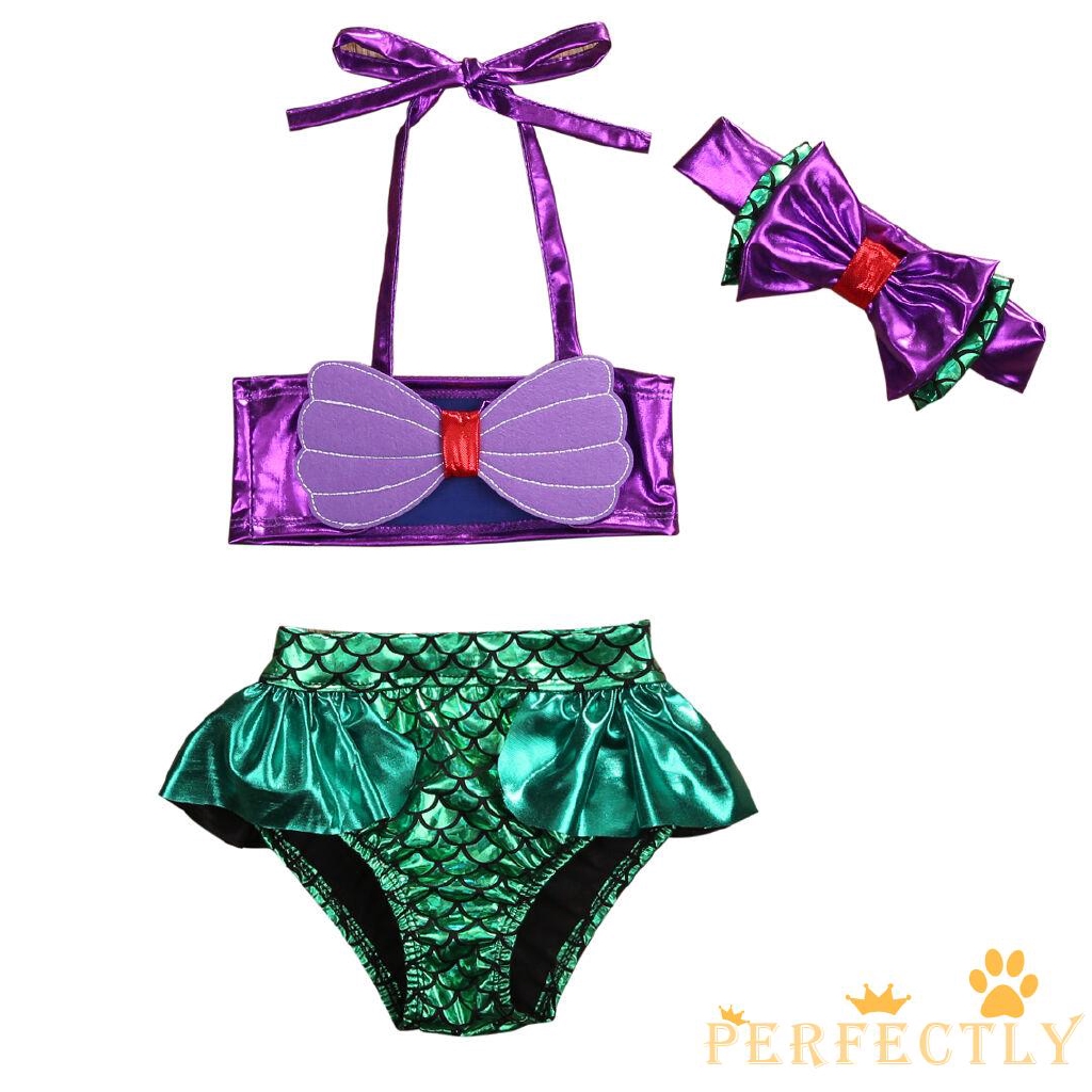 ✨QDA-Toddler Baby Girls Kids Mermaid Summer Beach Swimwear Swimsuit Bikini Set Playsuit