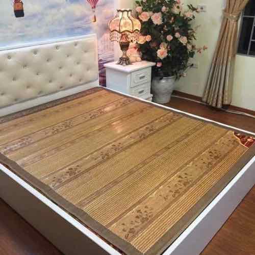 Chiếu Trúc Tăm Vân Gỗ In Hoa Mát Lạnh Mùa Hè Màu Gỗ - Họa Tiết Ngẫu Nhiên