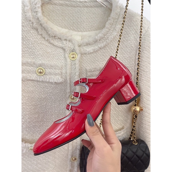 Giày mary jane cổ điển da thật cao cấp thương hiệu Carel mẫu mới gót cao 4.5cm