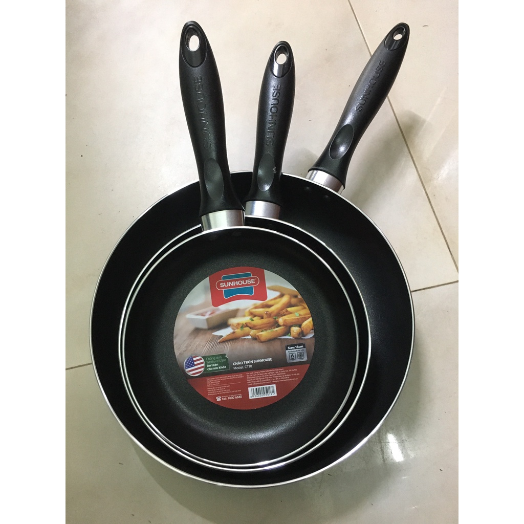 Chảo chống dính Sunhouse, chảo trơn Sunhouse CT18, CT20, CT24, CT26, CT28, CT30
