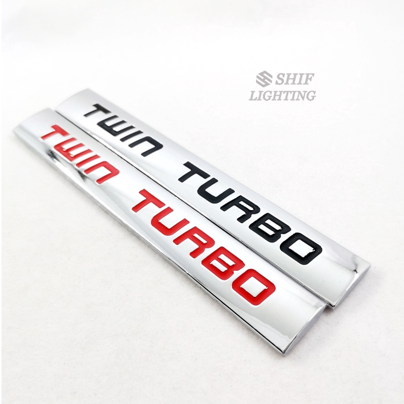 Logo họa tiết TWIN TURBO chất liệu kim loại trang trí xe hơi độc đáo