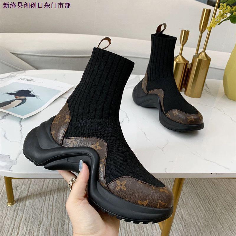 Giày Bốt Da Cổ Cao Đế Xốp Mềm Thoáng Khí Thời Trang Cho Nữ