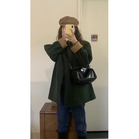 Túi trống da Pu unisex trẻ trung size trung nhỏ