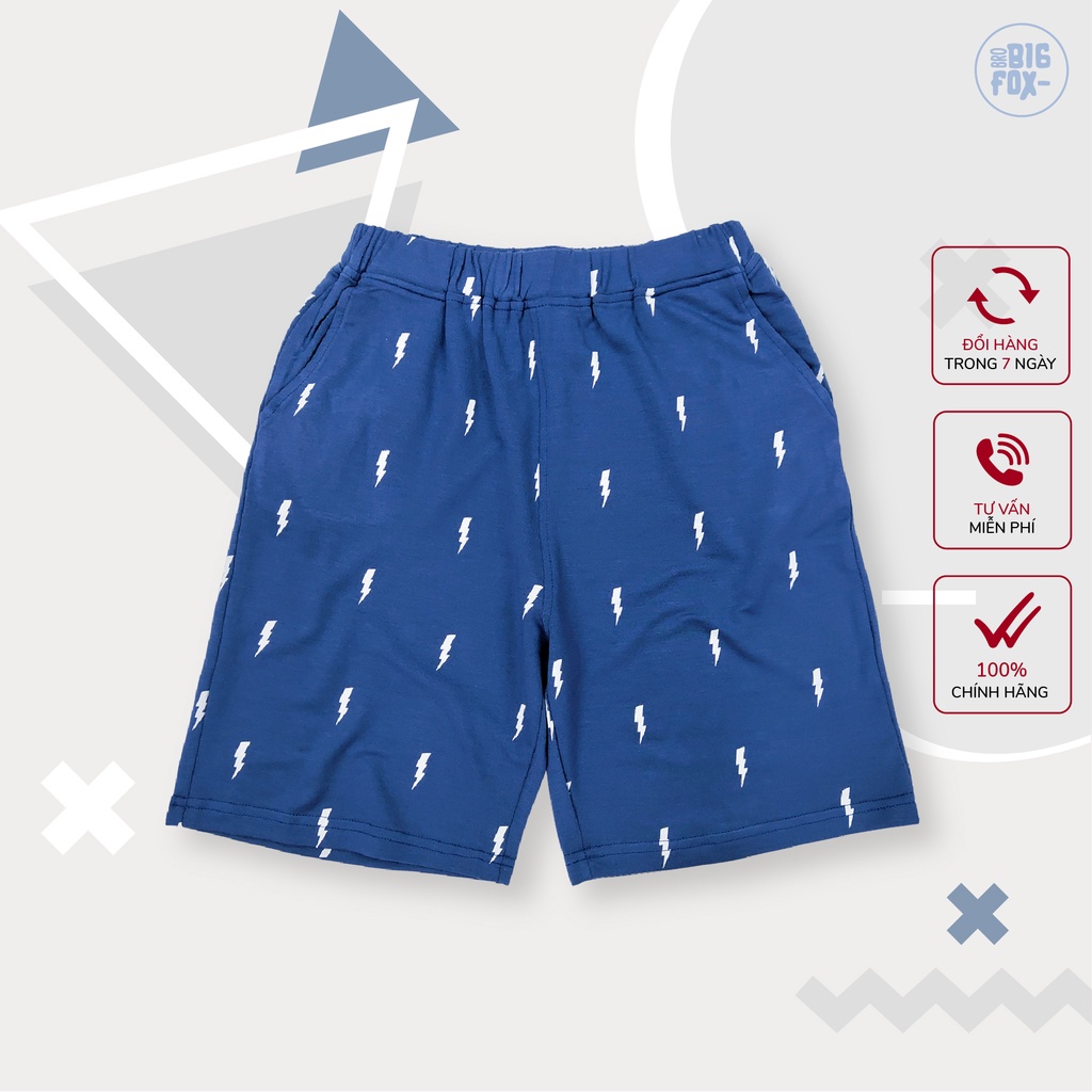 Quần Short Cho Bé Trai BIGFOX - MISSMEOW Mặc Hè Túi Chéo Chất Liệu Cotton Mềm Mịn Tia Chớp Size Đại 12,13,14,15 Tuổi