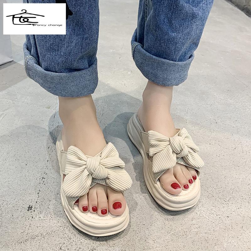 Dép Sandal Đế Xuồng Siêu Mềm Đính Nơ Thời Trang Mùa Hè Cho Học Sinh