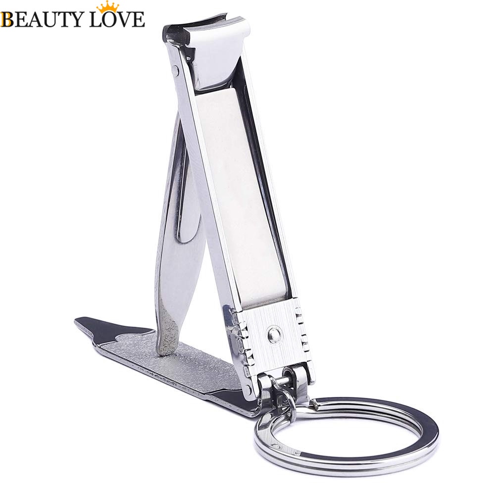 Kềm Cắt Móng Tay Bằng Thép Không Gỉ Có Thể Gập Lại Kèm Đồ Dũa Móng Tay (Tuốc Nơ Vít) Và Vòng Khóa